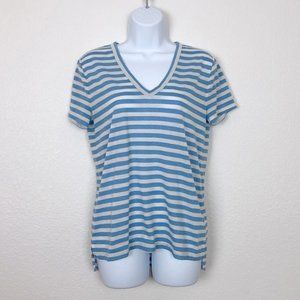 LOU & GREY Blue & White Stripe Tee Shirt Women's Size Small A8